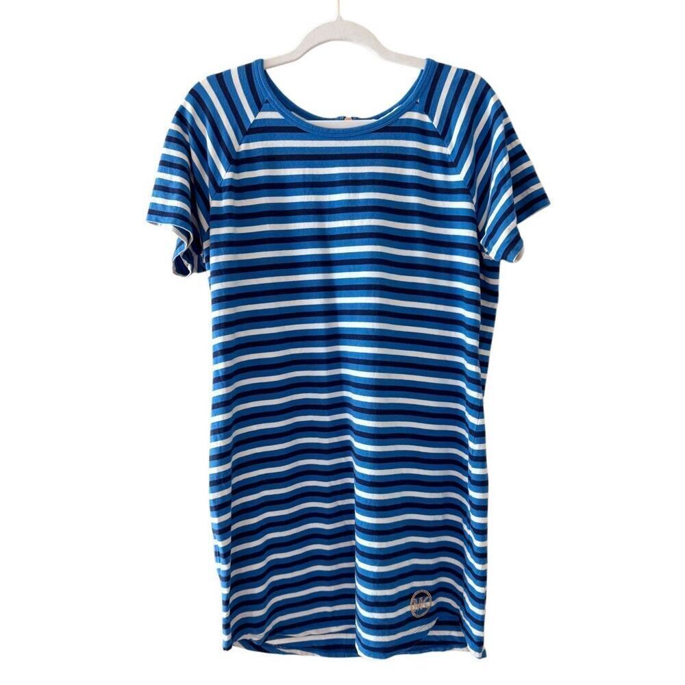 MICHAEL Michael Kors T Shirt Striped‎ Blue Black White Sheath Dress Size Large